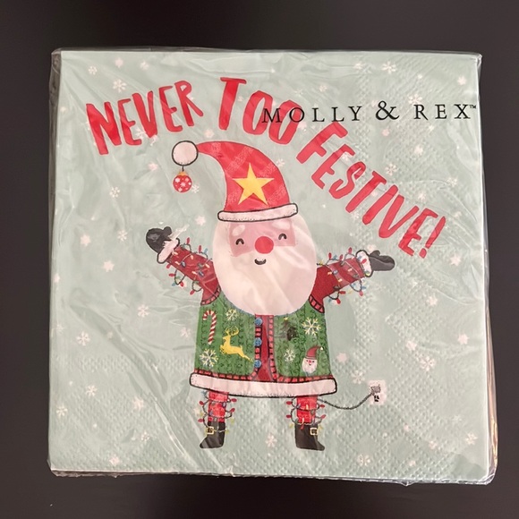 40 Christmas Holiday Cocktail Napkins Festive Santa - Picture 1 of 2